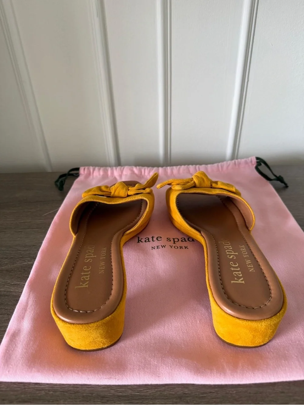 kate spade yellow knotted bow slide sandals